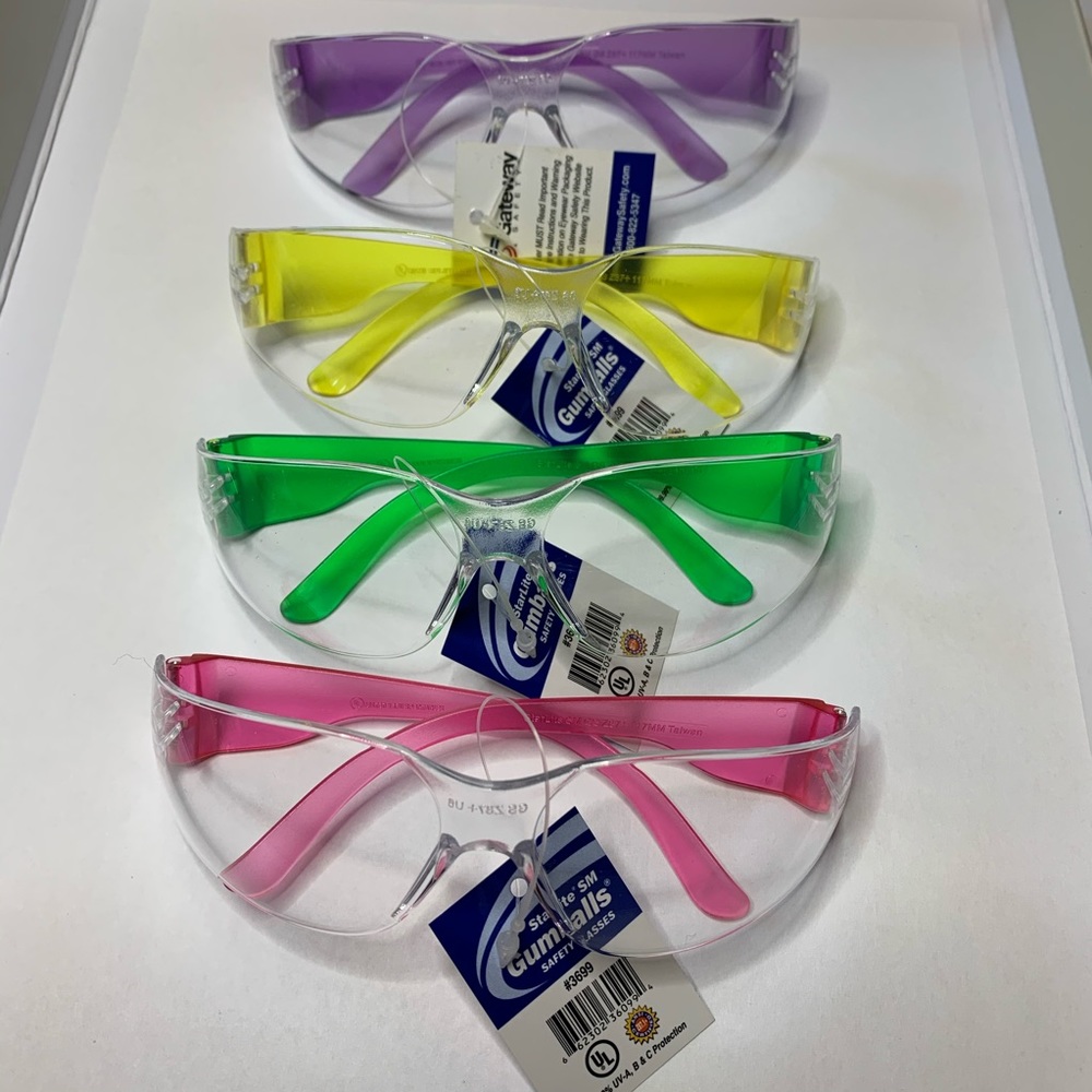 SAFETY GLASSES WITH MULTI-COLOR FRAMES 9 for 13$